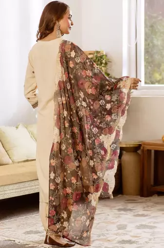 Women Ethnic Motifs Embroidered Regular Thread Work Kurta with Patiala & With Dupatta