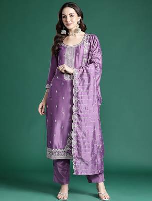 Ethnic Motifs Embroidered Kurta with Trousers & Dupatta 5