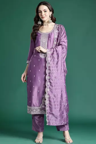 Ethnic Motifs Embroidered Kurta with Trousers & Dupatta