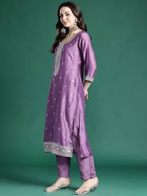 Ethnic Motifs Embroidered Kurta with Trousers & Dupatta 6