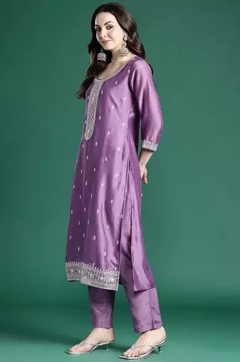 Ethnic Motifs Embroidered Kurta with Trousers & Dupatta