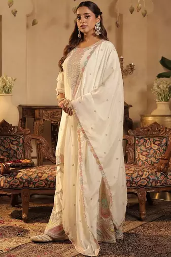 Women Ethnic Motifs Embroidered Kurta with Palazzos & Dupatta