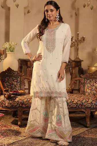 Women Ethnic Motifs Embroidered Kurta with Palazzos & Dupatta
