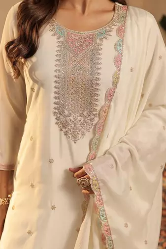 Women Ethnic Motifs Embroidered Kurta with Palazzos & Dupatta