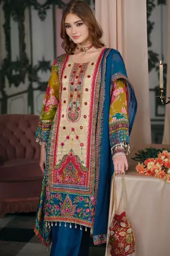 Women Ethnic Motifs Printed Regular Mirror Work Kurta with Palazzos & With Dupatta