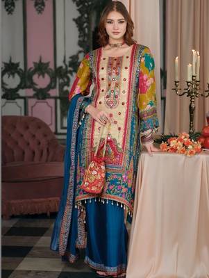 Women Ethnic Motifs Printed Regular Mirror Work Kurta with Palazzos & With Dupatta 5