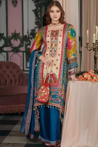 Women Ethnic Motifs Printed Regular Mirror Work Kurta with Palazzos & With Dupatta