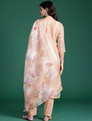 Women Floral Embroidered Thread Work Cotton Kurta with Trousers & With Dupatta 7