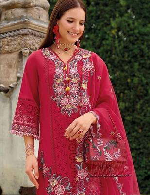 Women Floral Embroidered Regular Thread Work Kurta with Trousers & With Dupatta 6