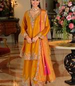 Women Ethnic Motifs Embroidered Empire Thread Work Kurta with Sharara & With Dupatta