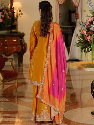 Women Ethnic Motifs Embroidered Empire Thread Work Kurta with Sharara & With Dupatta 7