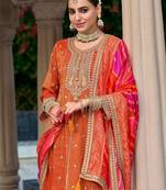 Ethnic Motifs Embroidered Sequinned Anarkali Kurta with Trouser & Dupatta
