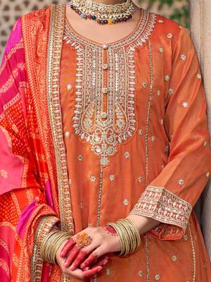 Ethnic Motifs Embroidered Sequinned Anarkali Kurta with Trouser & Dupatta 3