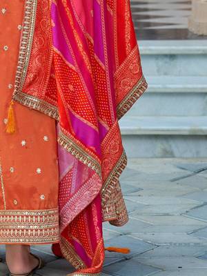 Ethnic Motifs Embroidered Sequinned Anarkali Kurta with Trouser & Dupatta 6