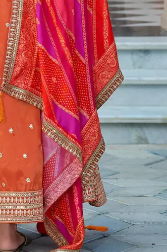 Ethnic Motifs Embroidered Sequinned Anarkali Kurta with Trouser & Dupatta