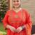 Plus Size Rust Printed Straight Kurta Trousers With Dupatta Set