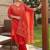 Plus Size Rust Printed Straight Kurta Trousers With Dupatta Set
