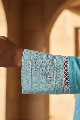 Women Ethnic Motifs Embroidered Regular Chikankari Pure Cotton Kurta with Trousers & With Dupatta