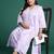 Plus Size Lavender Printed Straight Kurta Trousers With Dupatta Set