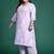 Plus Size Lavender Printed Straight Kurta Trousers With Dupatta Set