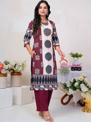 Women Floral Printed Regular Thread Work Pure Cotton Kurta with Trousers & With Dupatta 7