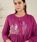 Floral Embroidered Thread Work Pure Cotton Kurta With Trousers & Dupatta