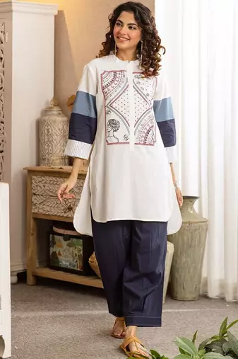 Women Printed Regular Pure Cotton Kurta with Trousers