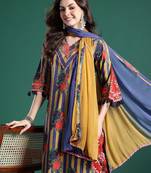 Floral Printed Regular Pure Cotton Kurta with Trousers & Dupatta
