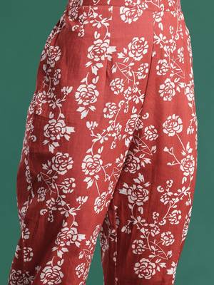 Floral Printed Regular Pure Cotton Kurta with Trousers & Dupatta 3