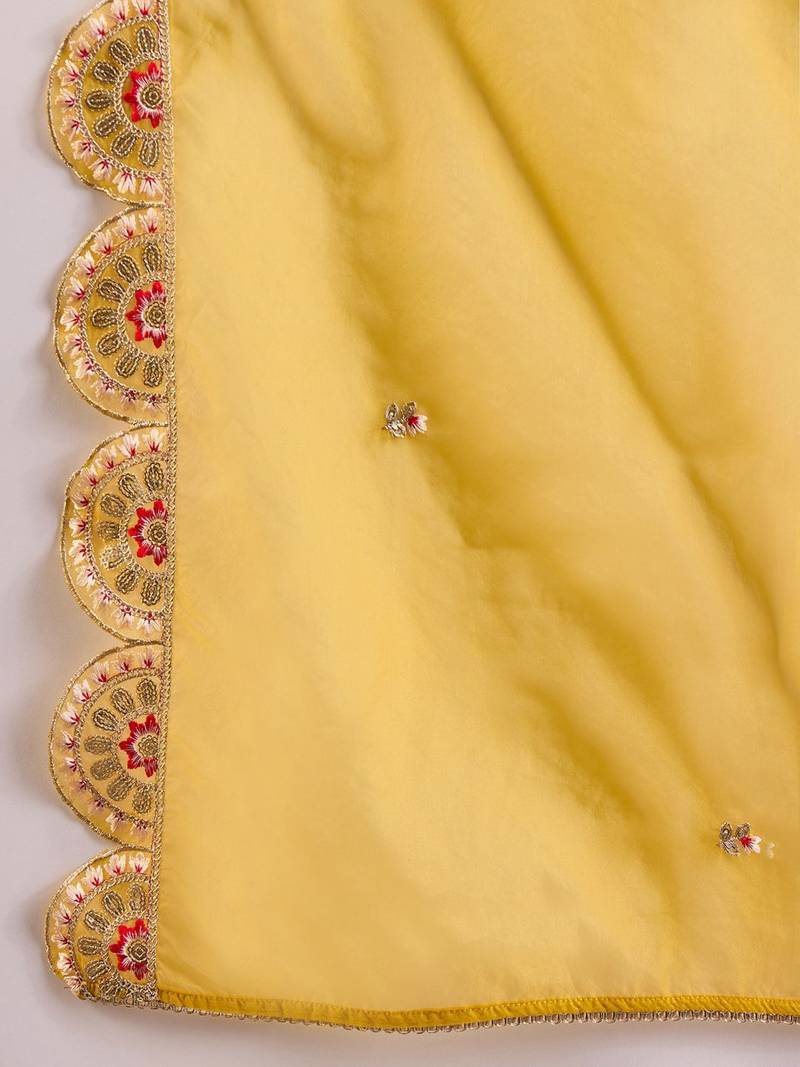 Women Ethnic Motifs Embroidered Regular Kurta with Trousers & With Dupatta