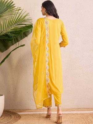 Women Ethnic Motifs Embroidered Regular Kurta with Trousers & With Dupatta 5