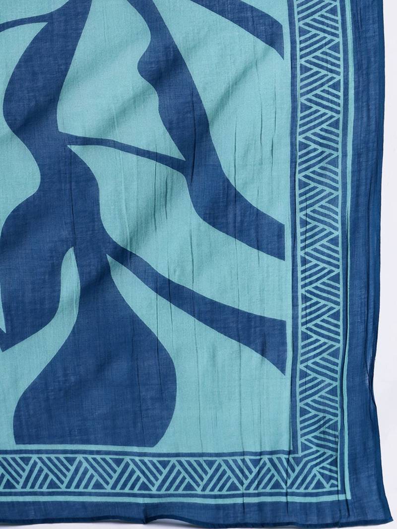 Floral Printed Pure Cotton Kurta With Trousers & Dupatta