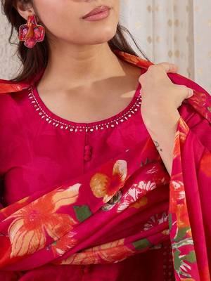 Women Floral Printed Regular Pure Cotton Kurta with Trousers & Dupatta 3