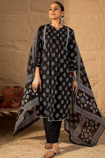 Women Ethnic Motifs Printed Pure Cotton Kurta with Trouser & Dupatta