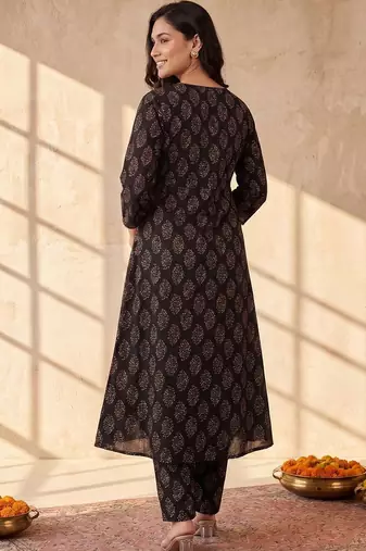 Women Ethnic Motifs Printed Regular Pure Cotton Kurta with Trousers & With Dupatta