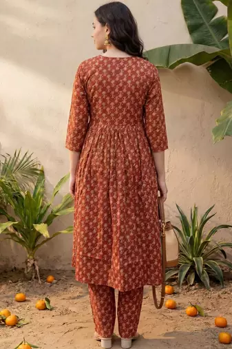 Women Ethnic Motifs Printed Empire Pure Cotton Kurta with Trousers