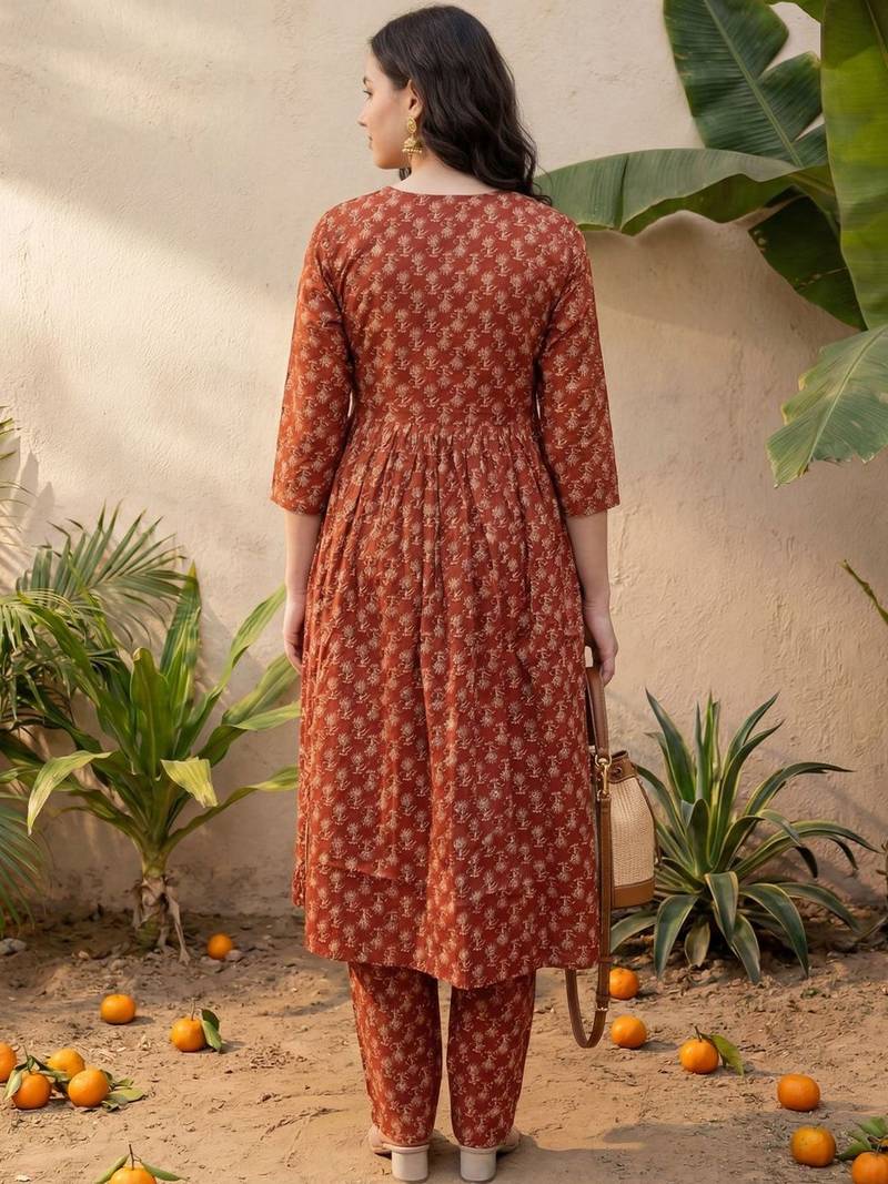 Women Ethnic Motifs Printed Empire Pure Cotton Kurta with Trousers