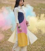 Women Colourblocked Regular Pure Cotton Kurta with Palazzos