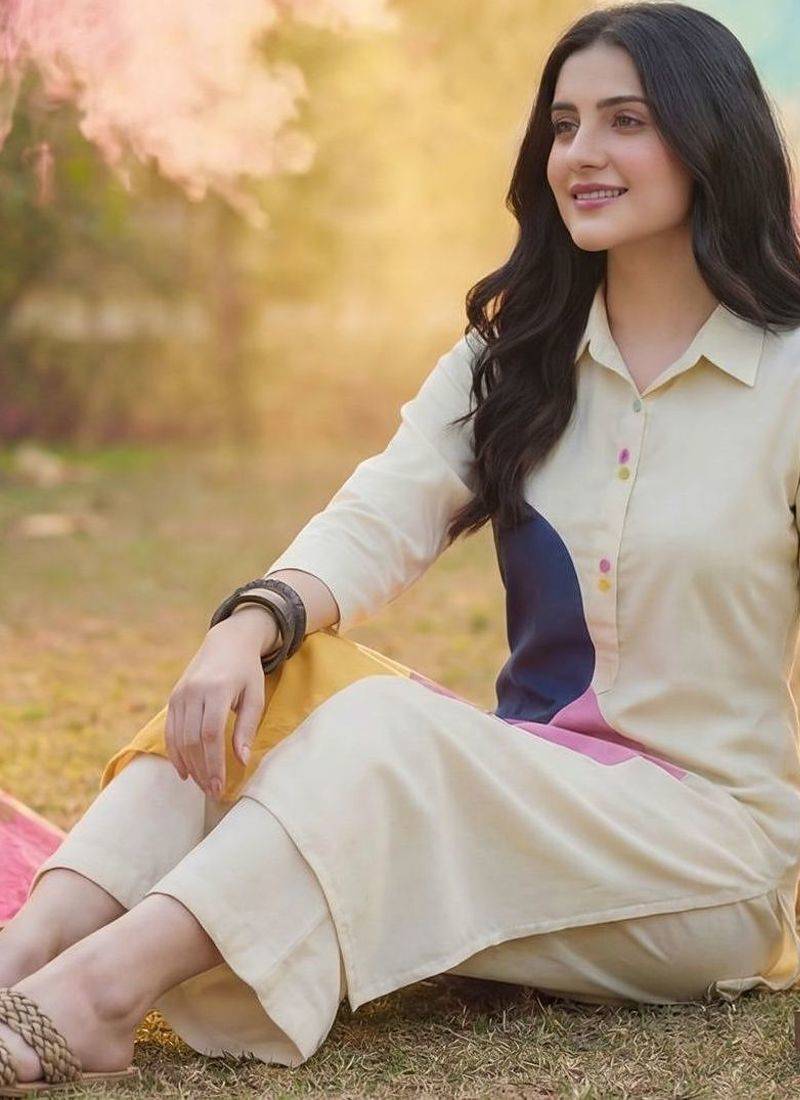Women Colourblocked Regular Pure Cotton Kurta with Palazzos