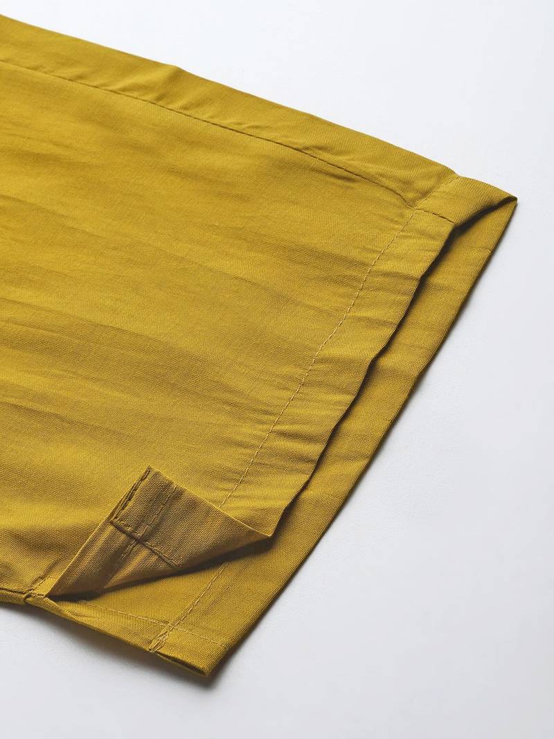Mirror Work Embroidered Pleated Work Kurta with Trousers