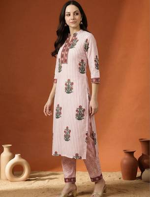 Women Printed Regular Pure Cotton Kurta with Trousers & With Dupatta 4