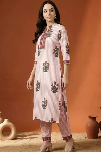 Women Printed Regular Pure Cotton Kurta with Trousers & With Dupatta
