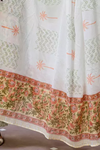 Floral Printed Notch Neck Pure Cotton Straight Kurta With Salwar & Dupatta