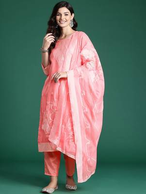 Ethnic Motifs Woven Design Kurta With Trousers & Dupatta 5