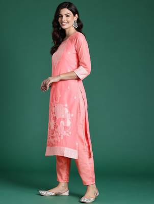 Ethnic Motifs Woven Design Kurta With Trousers & Dupatta 6