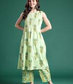 Floral Printed Regular Pure Cotton Kurta with Palazzos
