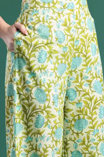 Floral Printed Regular Pure Cotton Kurta with Palazzos