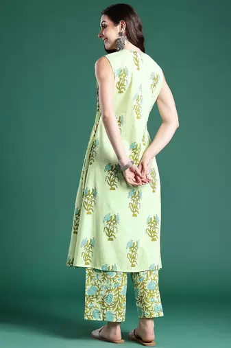 Floral Printed Regular Pure Cotton Kurta with Palazzos