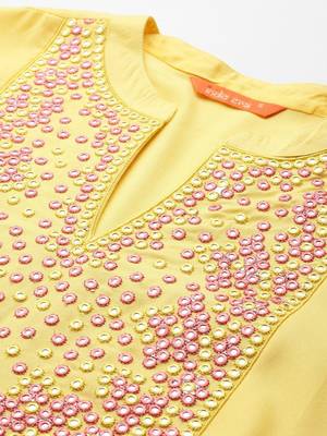 Women Embroidered Panelled Mirror Work Pure Cotton Kurta with Trousers & Dupatta 2