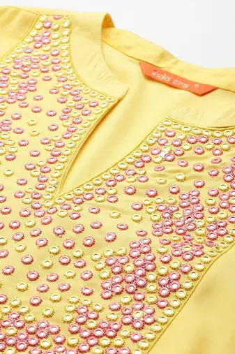 Women Embroidered Panelled Mirror Work Pure Cotton Kurta with Trousers & Dupatta